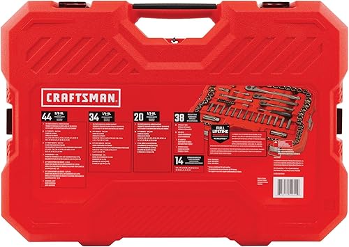 Miniatura 5 de Craftsman Juego de herramientas mecánicas, unidad de 14" y 38" y 12", SAEmétrica, 150 piezas (CMMT12035)