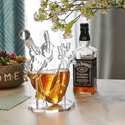 Miniatura 2 de The Wine Savant, juego de decantador de corazón para whisky y vino, aireador de órganos, regalo divertido para esa persona que amas. Regalo para