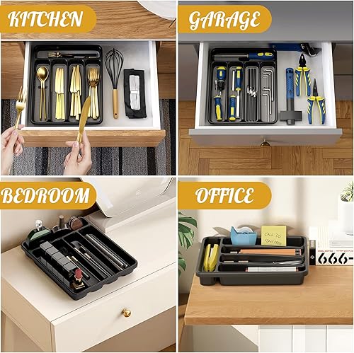Miniatura 6 de WEBACOO. Organizador de cubiertos para cajón de cocina, organizador de cajones de utensilios antideslizante, apto para lavavajillas, organizador de