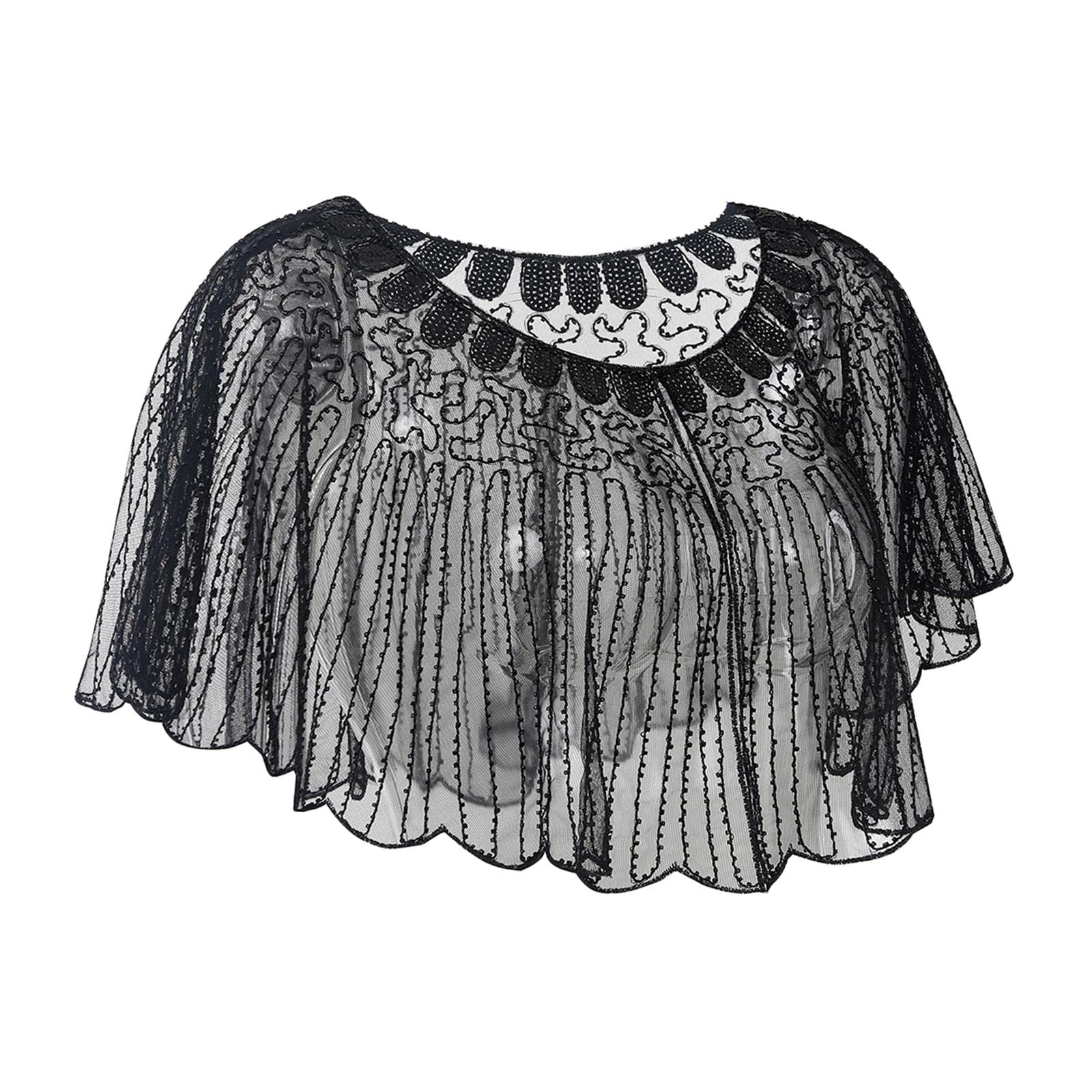 Women Shawl Wrap Fashion Wedding Summer Formal Occasion Evening Evening Cape Black-image-47