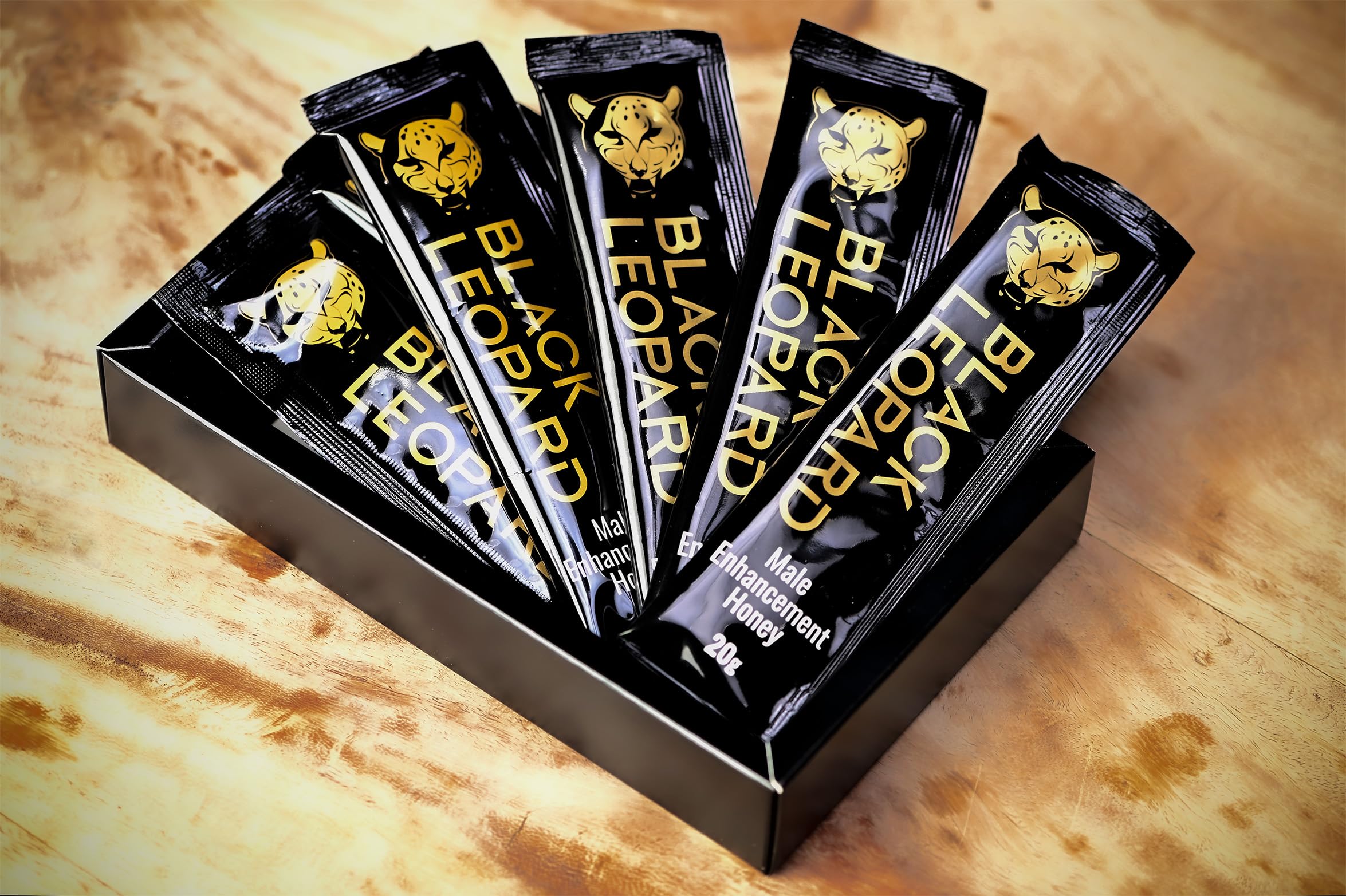 Ataai Leopard - Miele AFRODISIACO Energia Naturale | Vitalità, Prestazioni & Tonus / Miele Forza Uomo | Formato Individuale | Nero & Oro - 10 Bastoncini da 20 g