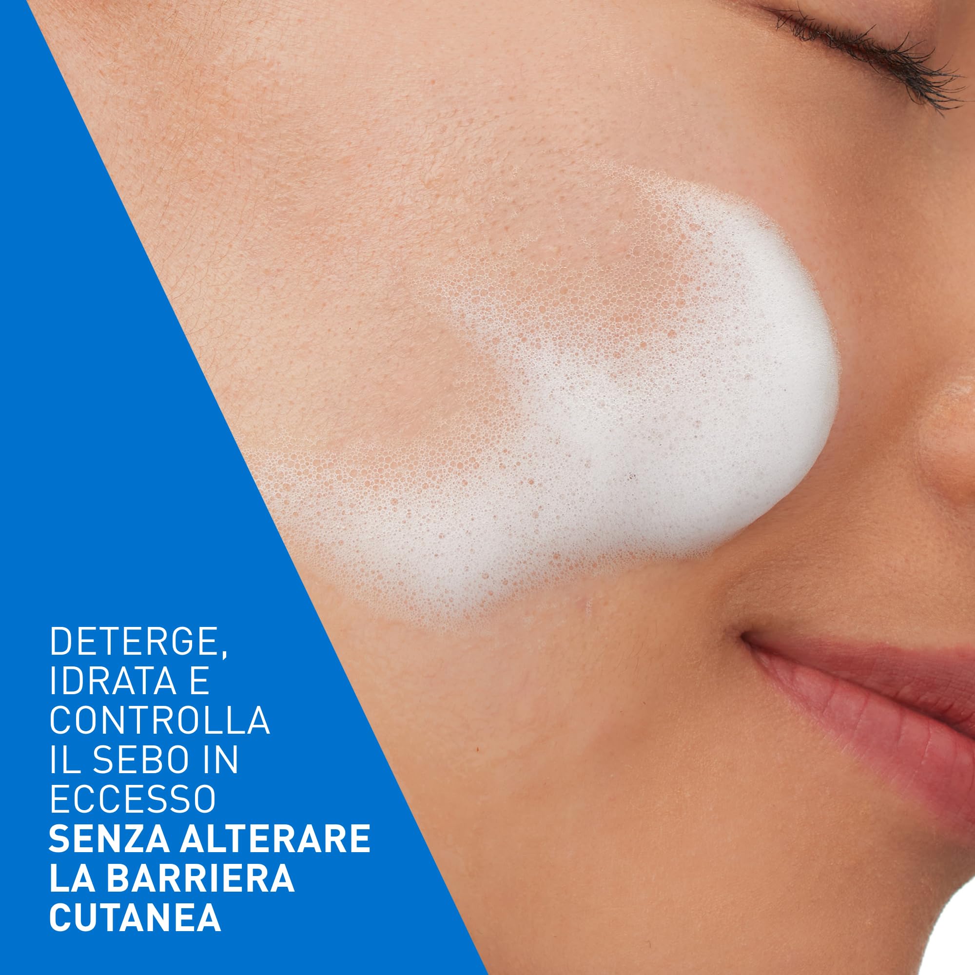 CeraVe Mousse Detergente Riequilibrante, Per Pelli da Normali e Miste, Pelle Idratata e Produzione del Sebo Ridotta, Con Tecnologia Glycolysine, 3 Ceramidi Essenziali e Allantoina, 148 ml