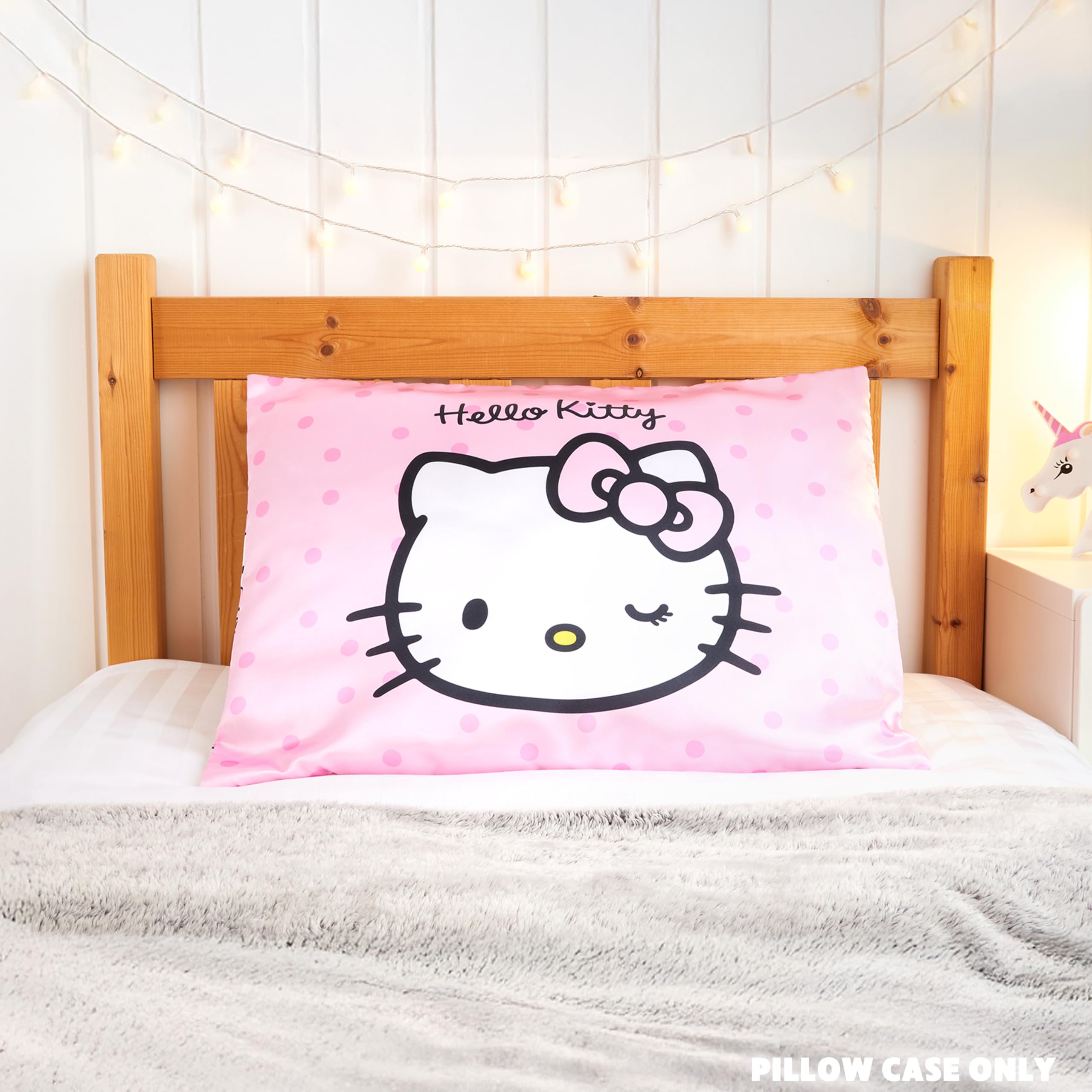 Hello Kitty Federa Raso Cuscino Capelli Benefici per la Pelle di Ragazze Adolescenti Donna 48x66cm Kawaii Decori Camera da Letto, Idee Regalo