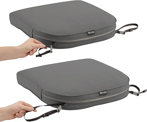 Miniatura 5 de Classic Accessories Montlake - Funda deslizable de cojín cuadrada resistente al agua de 18 x 18 x 2 pulgadas, para asiento de exterior, funda de