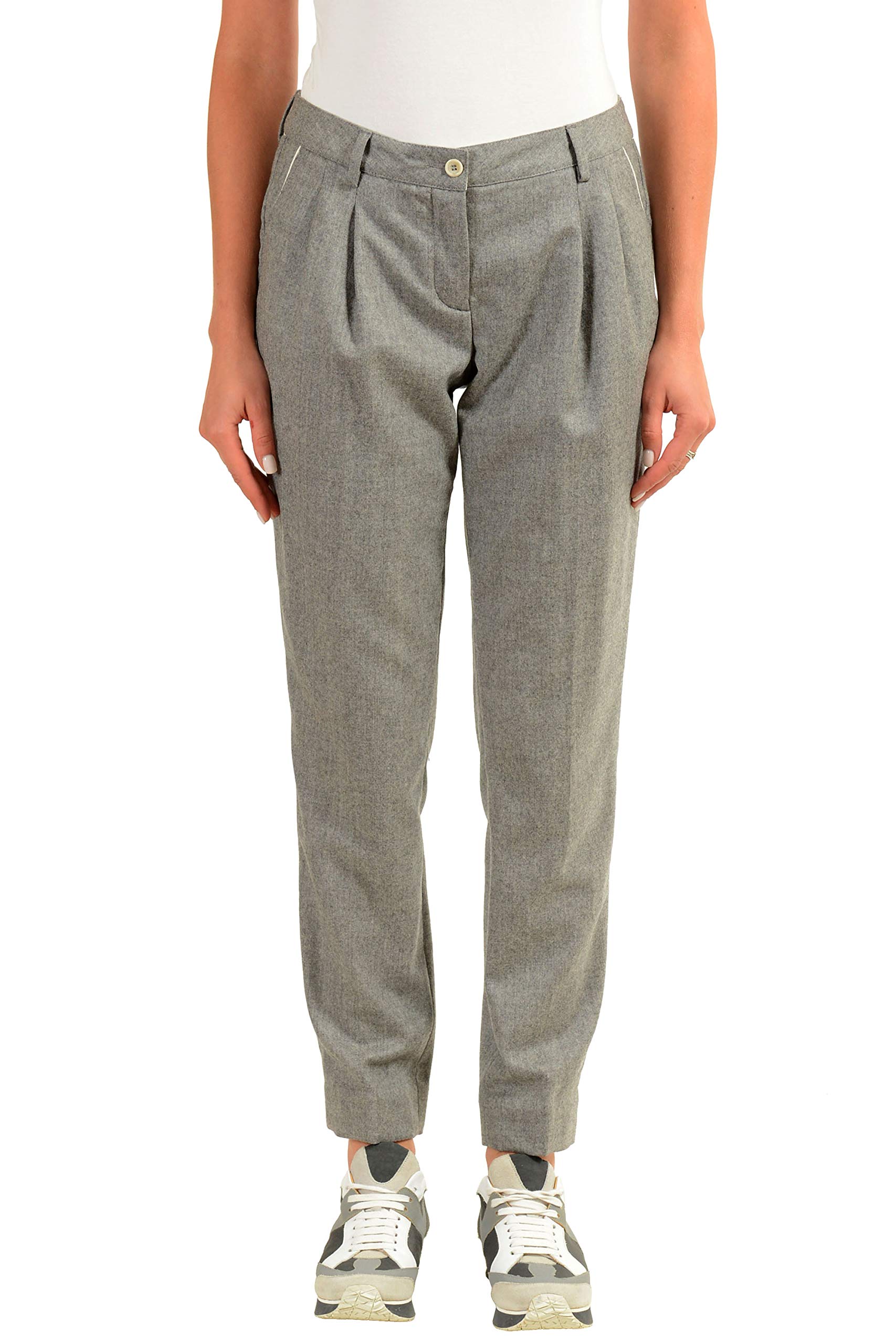 Moncler Womens 100 Wool Gray Casual Pants US 6 IT 42