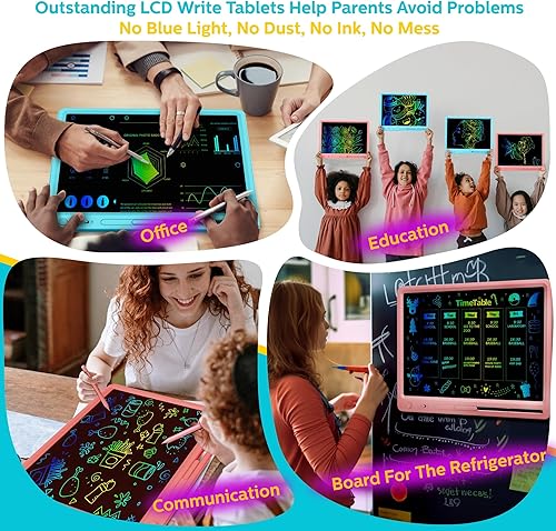 Miniatura 3 de JANDIP Tableta de escritura LCD de 15 pulgadas para niños, colorida pizarra de dibujo diseñada para niños de 3 a 12 años, juguetes educativos que