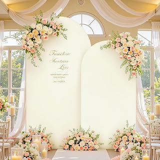 Ivory Arch Backdrop Cover Set of 2 Arch Cover 7.2 and 6ft Wedding Arch Cover Stretchy Backdrop Bridal Baby Shower Birthday Party Ivory Arch Covers Spandex