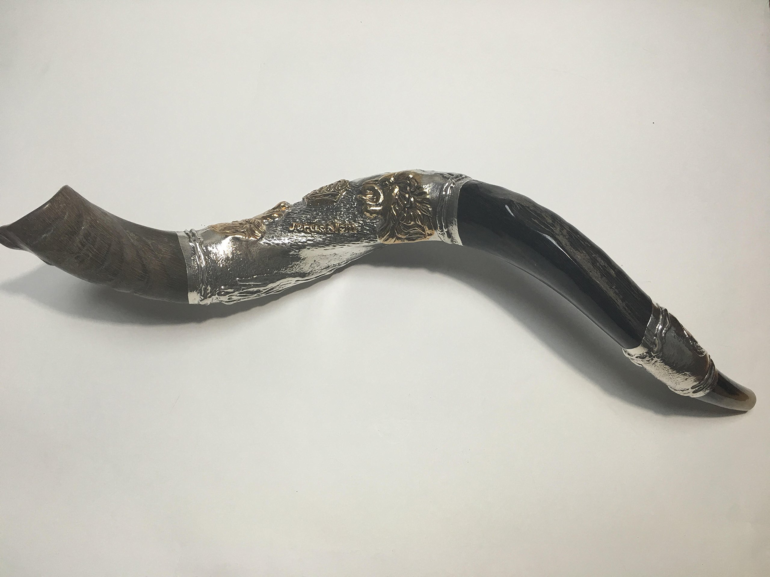 Wyprzedaż 61 cm posrebrzany chofar jemenit kudu róg shofar lew judy