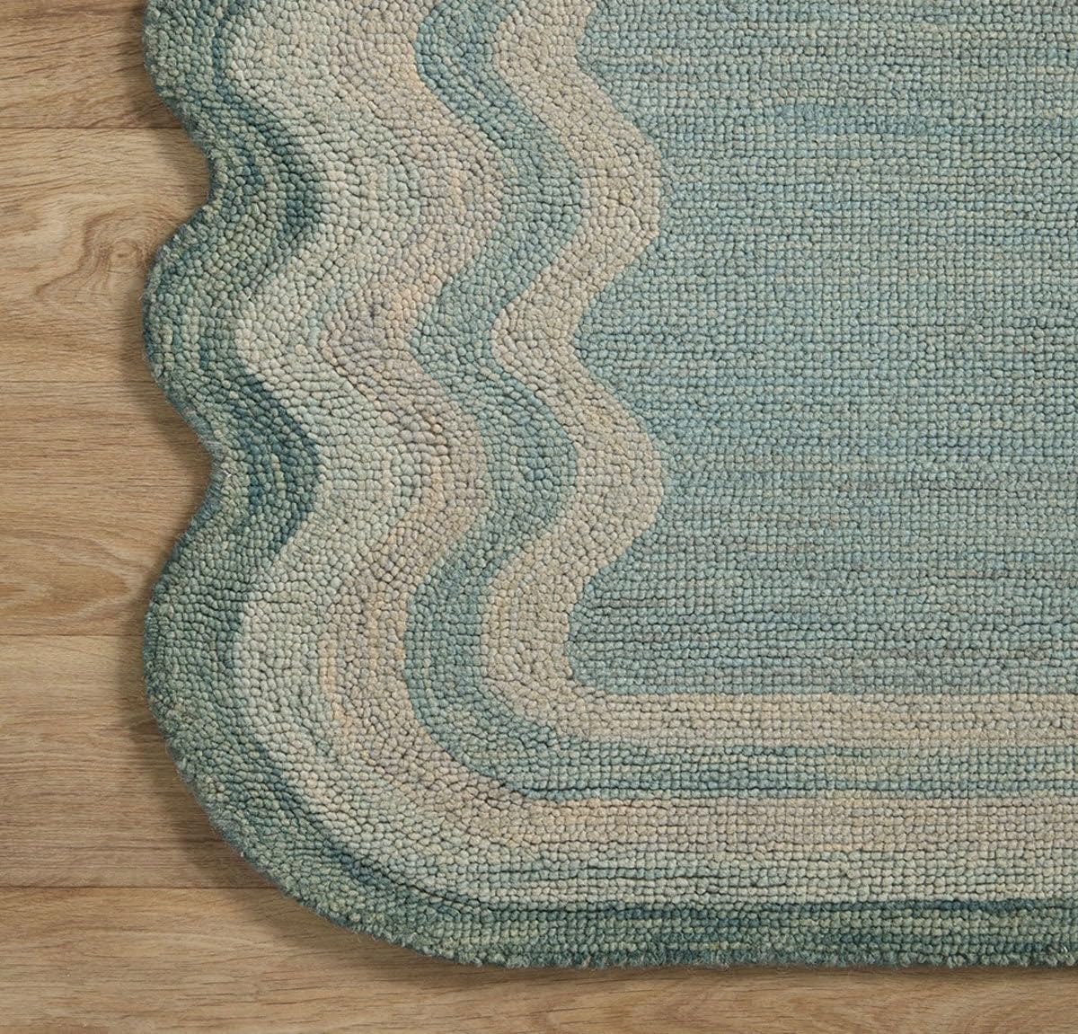 Hand Tufted Ocean Sculpted Irregular Shaped Wool Rug Multi Colour Wool Rug