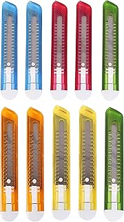 Amazon Brand Umi Multicolor Body Auto Lock Paper Cutter Blade for Office/Home/School Purpose (Pack of 10, 18mm Paper Cutter)