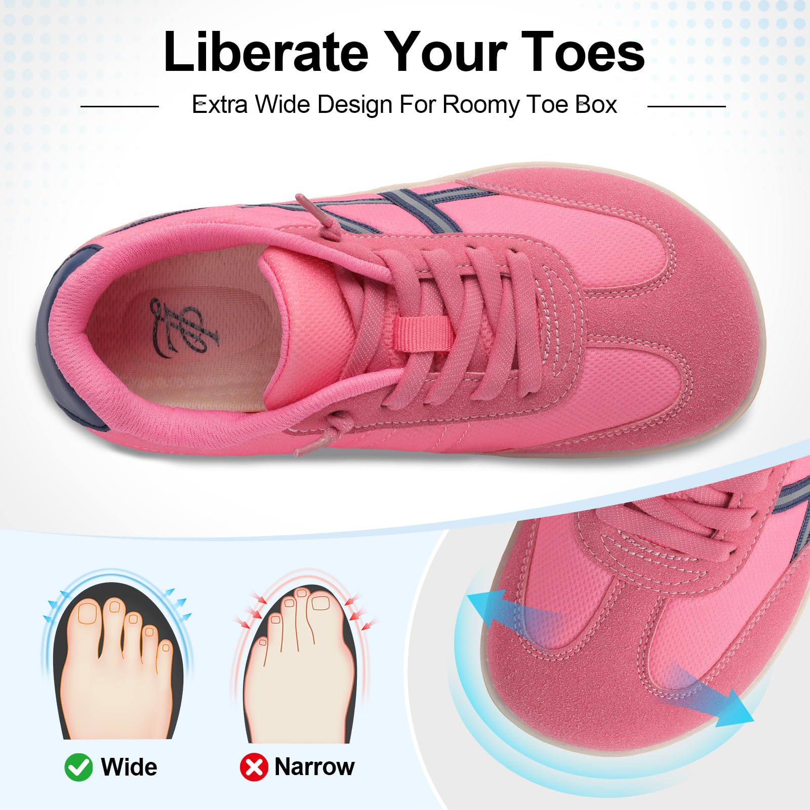 LeIsfIt Women's Barefoot Slip-On Shoes Wide Toe Box Zero Drop Casual Sneakers Non-Slip Breathable Walking Shoes for Tennis Travel & Everyday — view 3