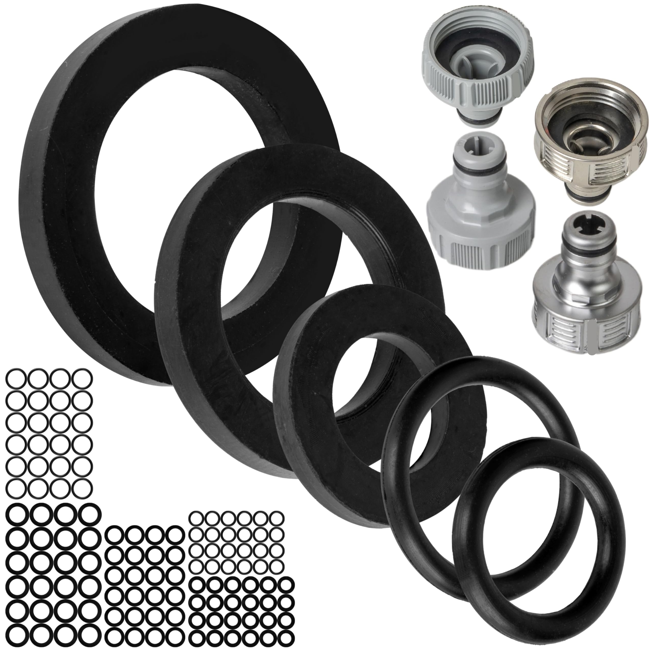 Replacement gaskets complete set, 125 pieces, for G 1/2", 3/4", 1" systems, compatible with Gardena 21, 26.5