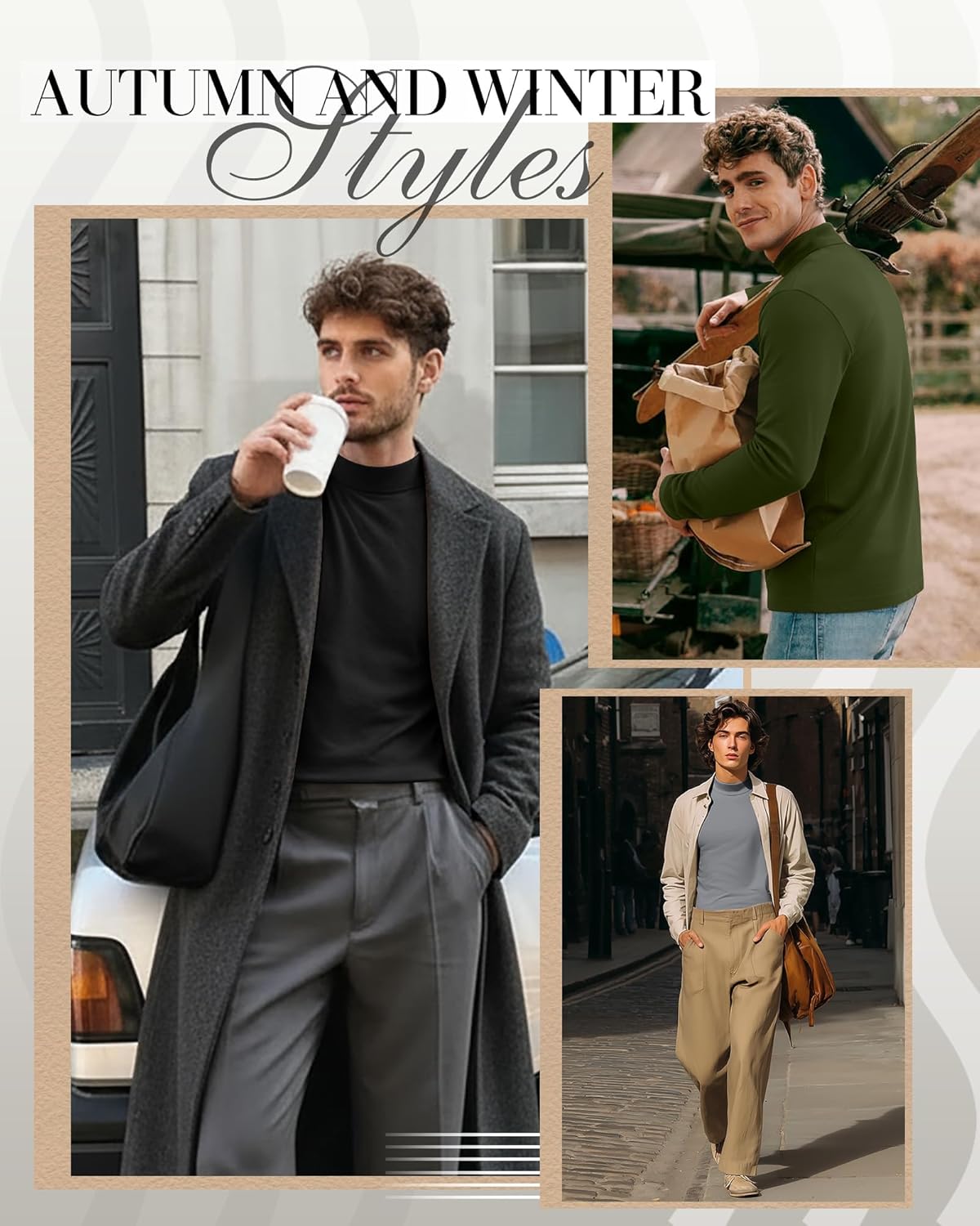 5 Pack Mens Big and Tall Mock Turtleneck Long Sleeve Shirts Plus Size Basic Casual Thermal Pullover Tops - Image 2