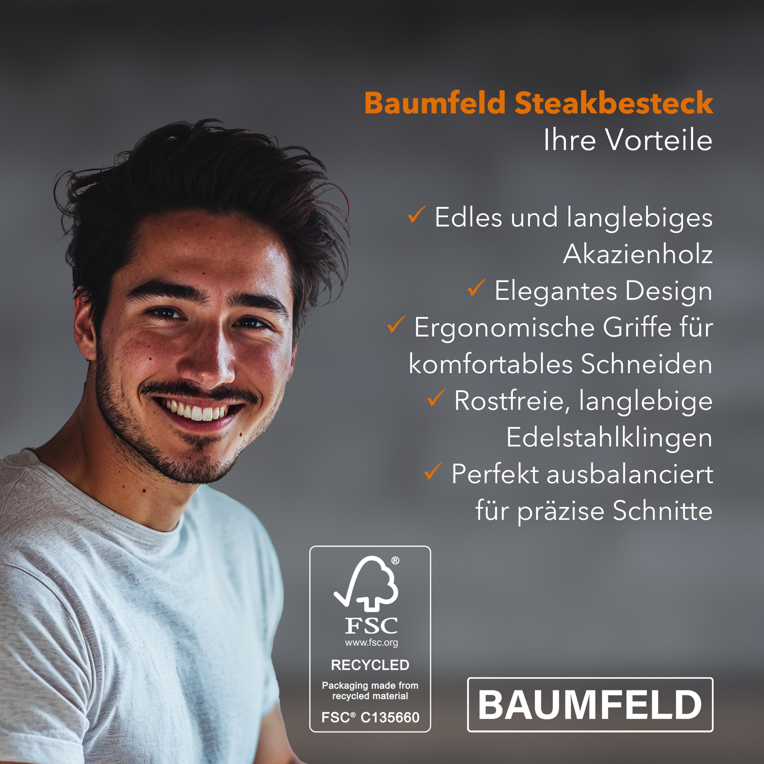 Pizza- und Steakbesteck (Akazienholz, 12 teilig)