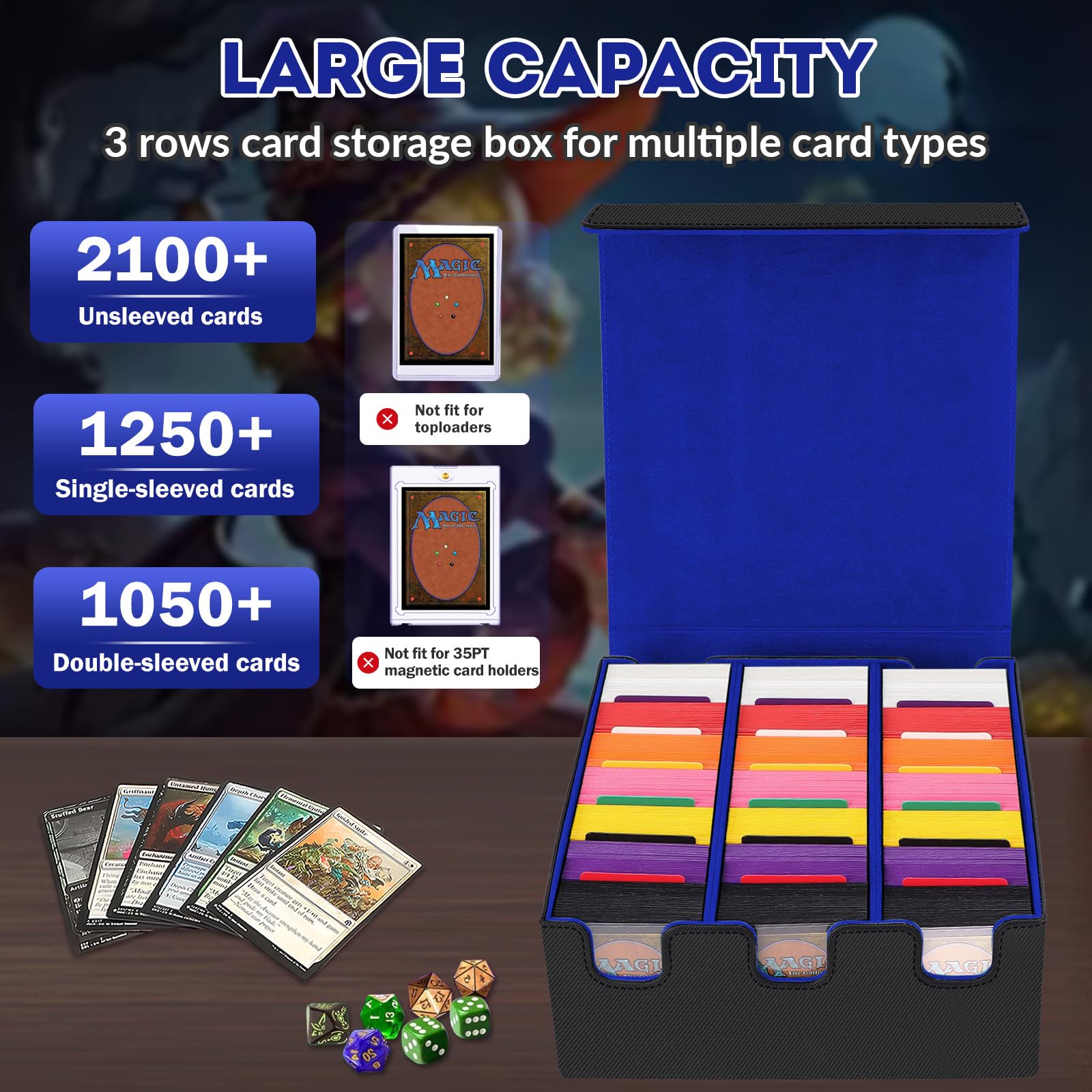 Boîte à Cartes Pour Plus De 3200 Cartes,Boîtes De Rangement Pour Cartes à Collectionner Avec 10