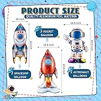 Vista 2 de RoundFunny 8 globos de cohete para el espacio exterior, globos de aluminio para astronautas espaciales, naves espaciales, cohetes, temática