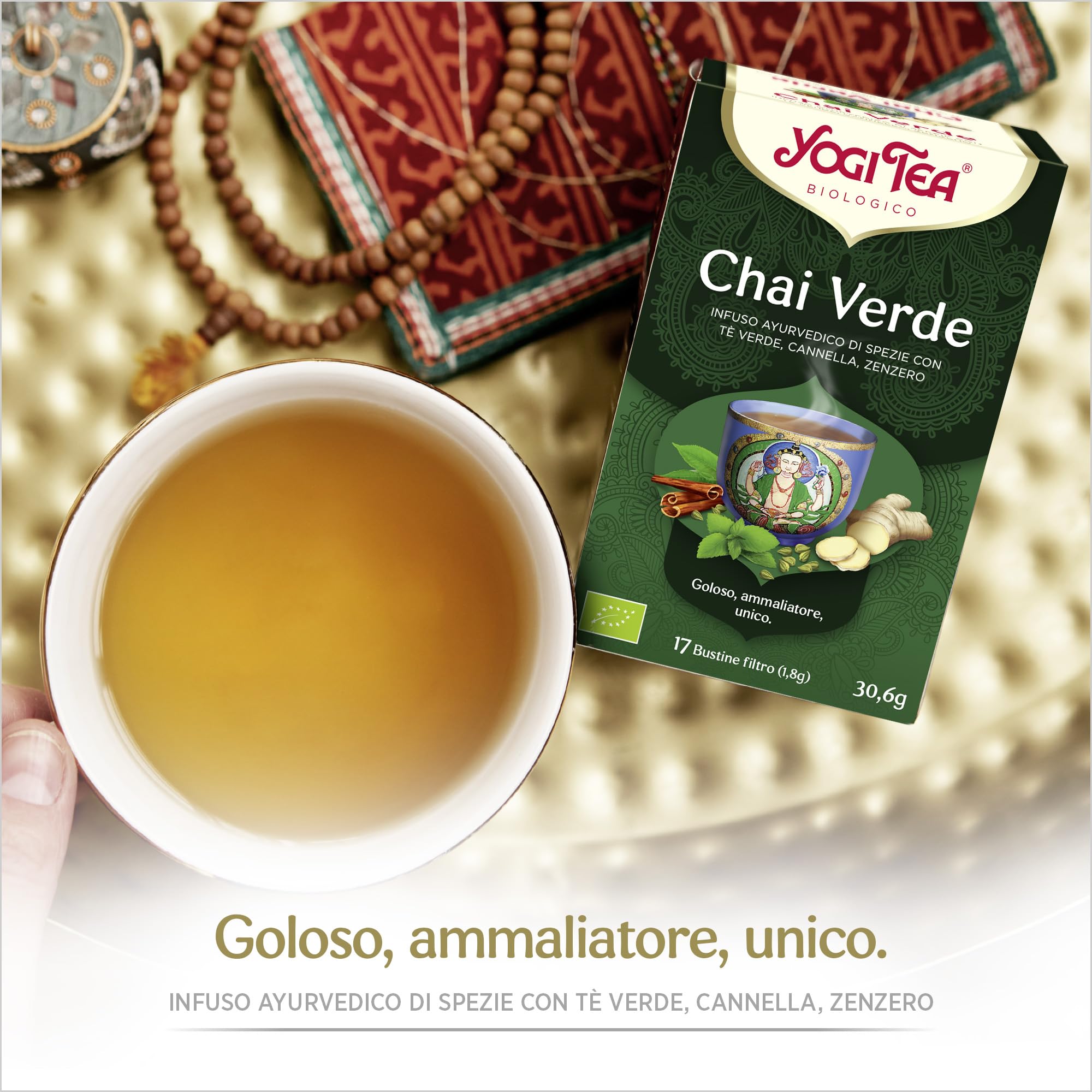 Yogi Tea Chai Verde Bio - Infuso Ayurvedico - Miscela di Tè Verde, Cannella e Zenzero - Confezione da 6x17 bustine (102 bustine in totale)