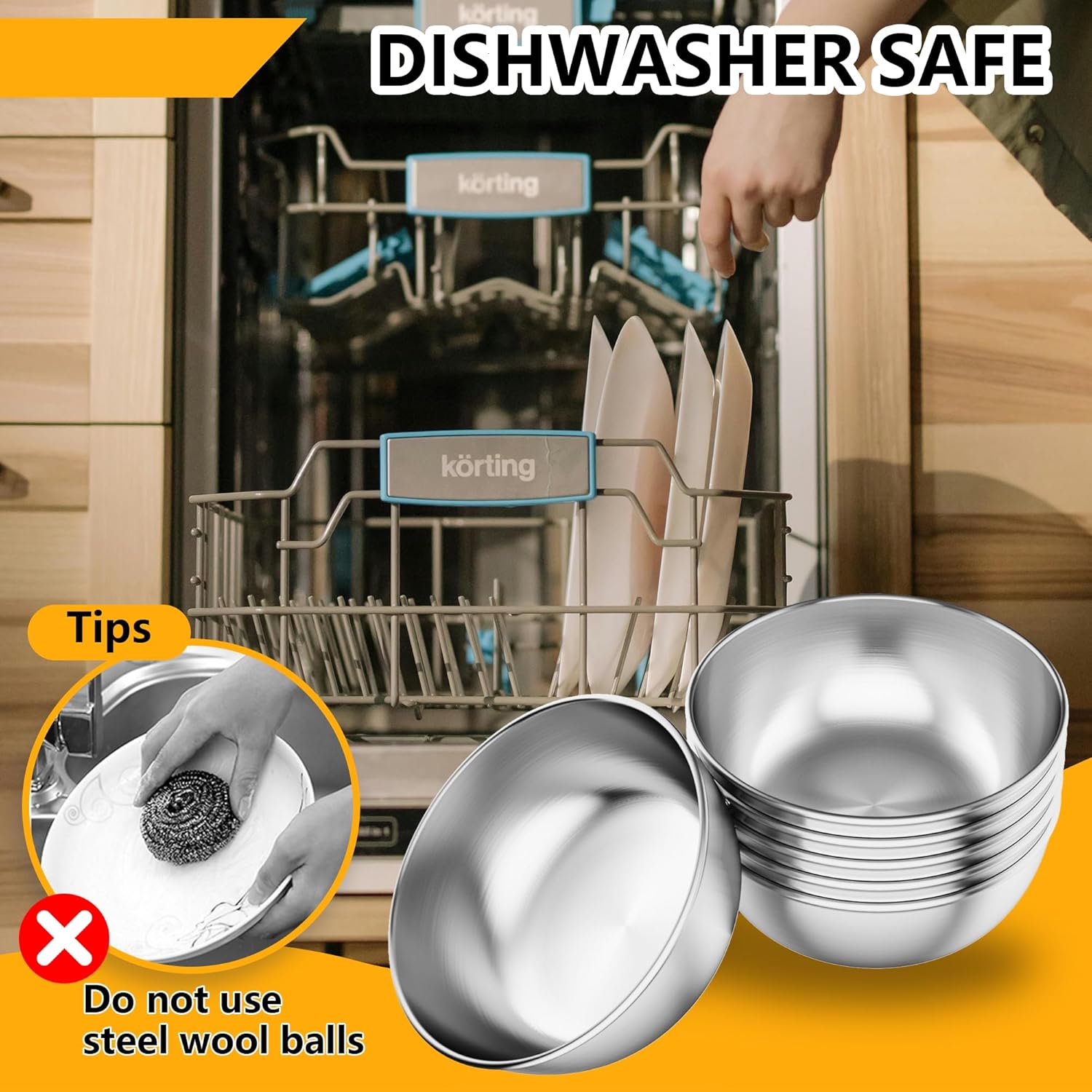 6 Pack Stainless Steel Dipping Bowls - Small Round Pinch Bowls for Side Dishes, Sushi, Ingredients & Condiments (Silver)