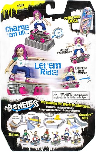 Miniatura 2 de NSI Toys #Boneless Super-Charged Mini Toy Stunt Skateboard con figura de acción de patinador posable