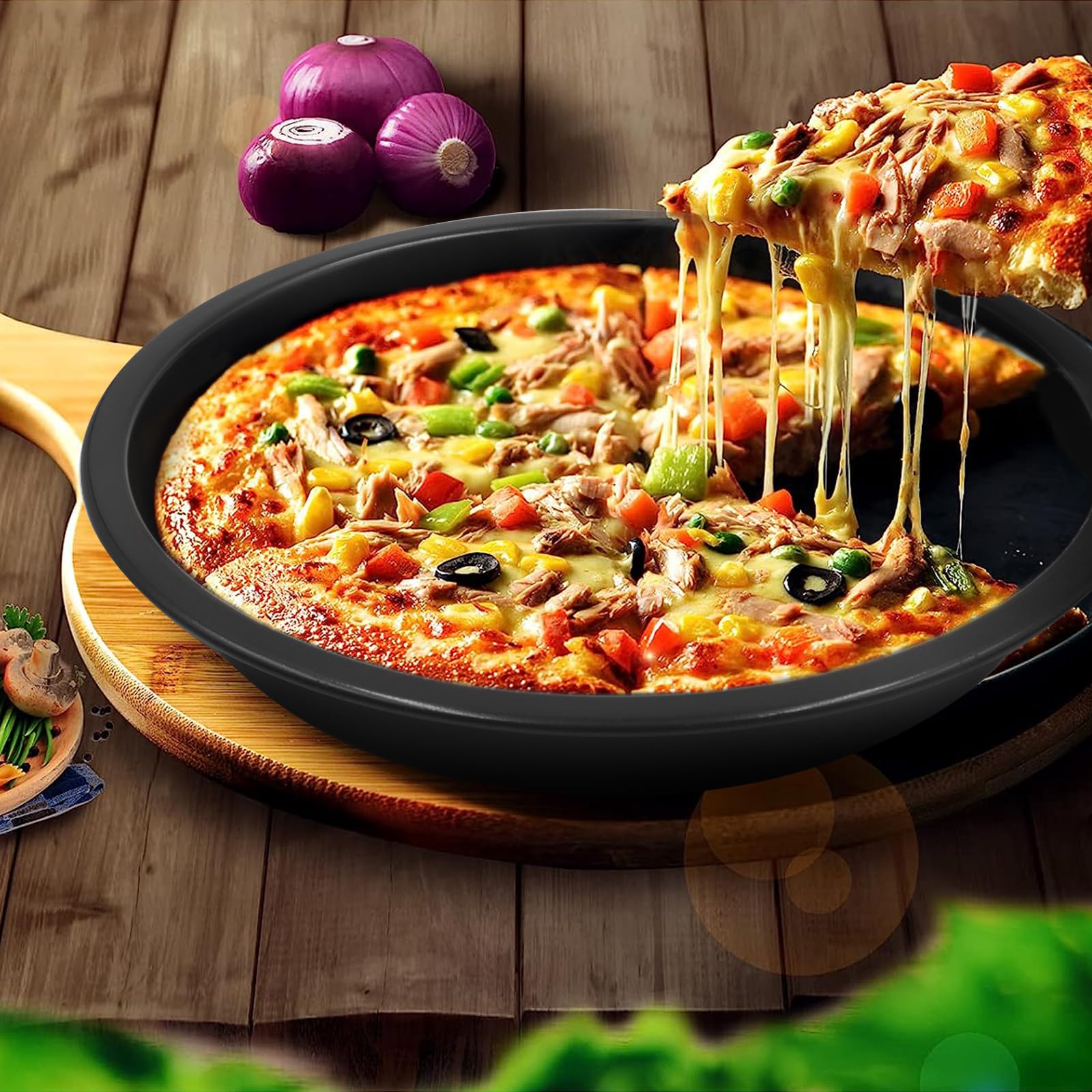 4 Pièces Plaque à Pizza En Acier Au Carbone, 18cm Plaque Pizza