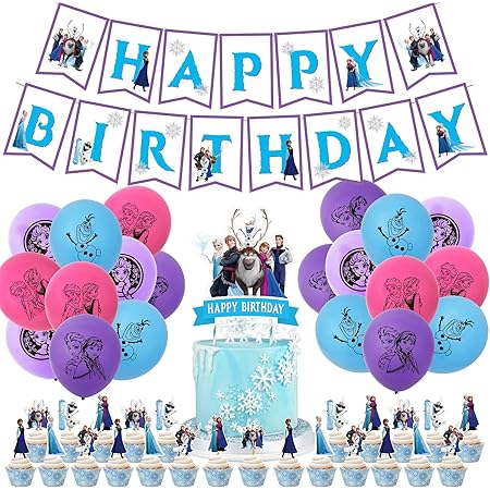 Amazon 誕生日飾り付け アナと雪の女王 姬様 ディズニーパーティー デコレーション エルサ風船 雪花バルーン １歳 ２歳 100日誕生日会装飾 イベントデコレーション 風船 バルーン おもちゃ