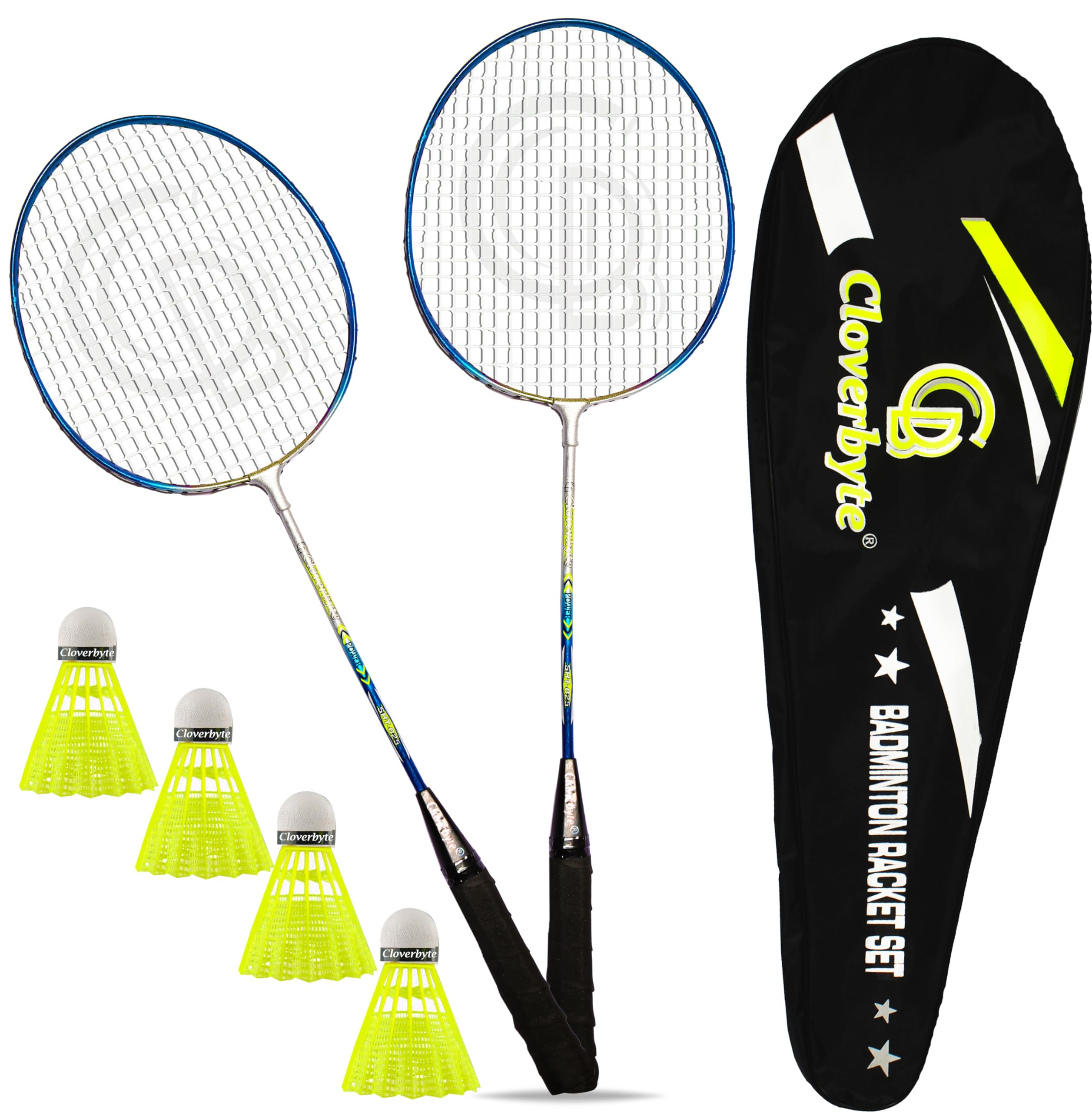 CLOVERBYTE Power Blue Steel Lightweight Racquet 1 Pair with 4 pc Shuttlecocks and Bag Badminton Kit (B0CS6C77Q1) Amazon Price History, Amazon Price Tracker