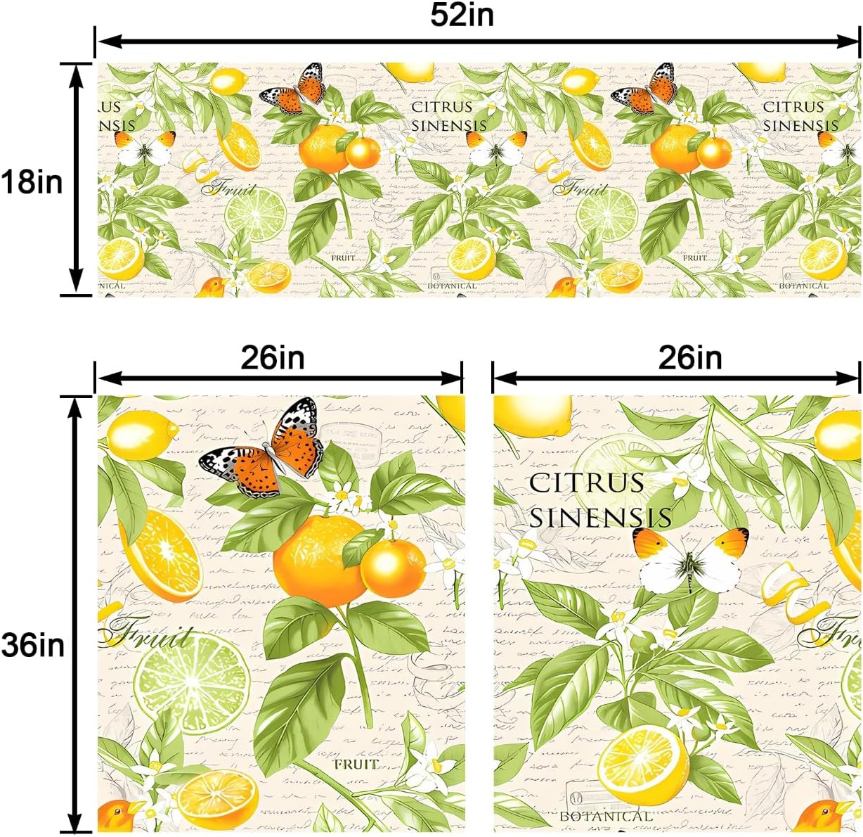 スプリングレモン キッチンカーテン ショートとバランスセット 水彩 イエロー ビンテージ ファブリック カーテン ドレープ カフェカ