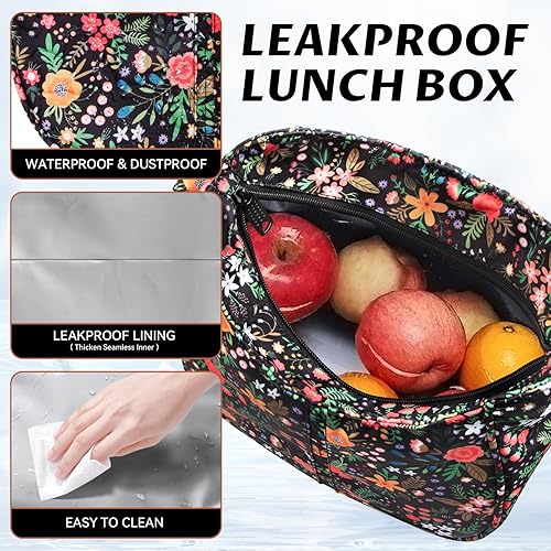 Miniatura 3 de Joymee Bolsa de almuerzo para mujer, lonchera grande aislada para adultos, reutilizable, a prueba de fugas, con correa ajustable para el hombro,