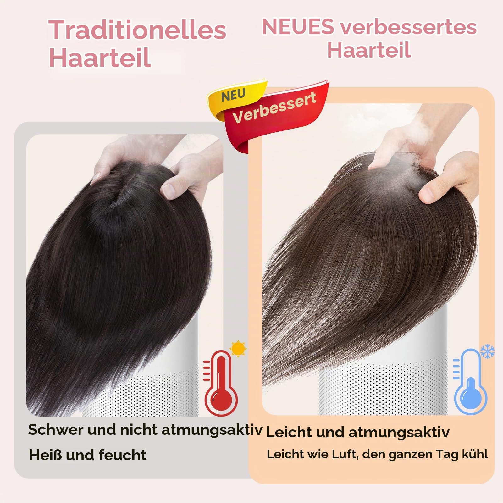 S-noilite Topper Haare für Frauen Echthaar Dunkelbraun - 100% handgeknüpfte Toupets mit Seitenpony Haar Toppers Echthaar Clip in Haarteile für Dünnes Haar 14 Gramm 27cm