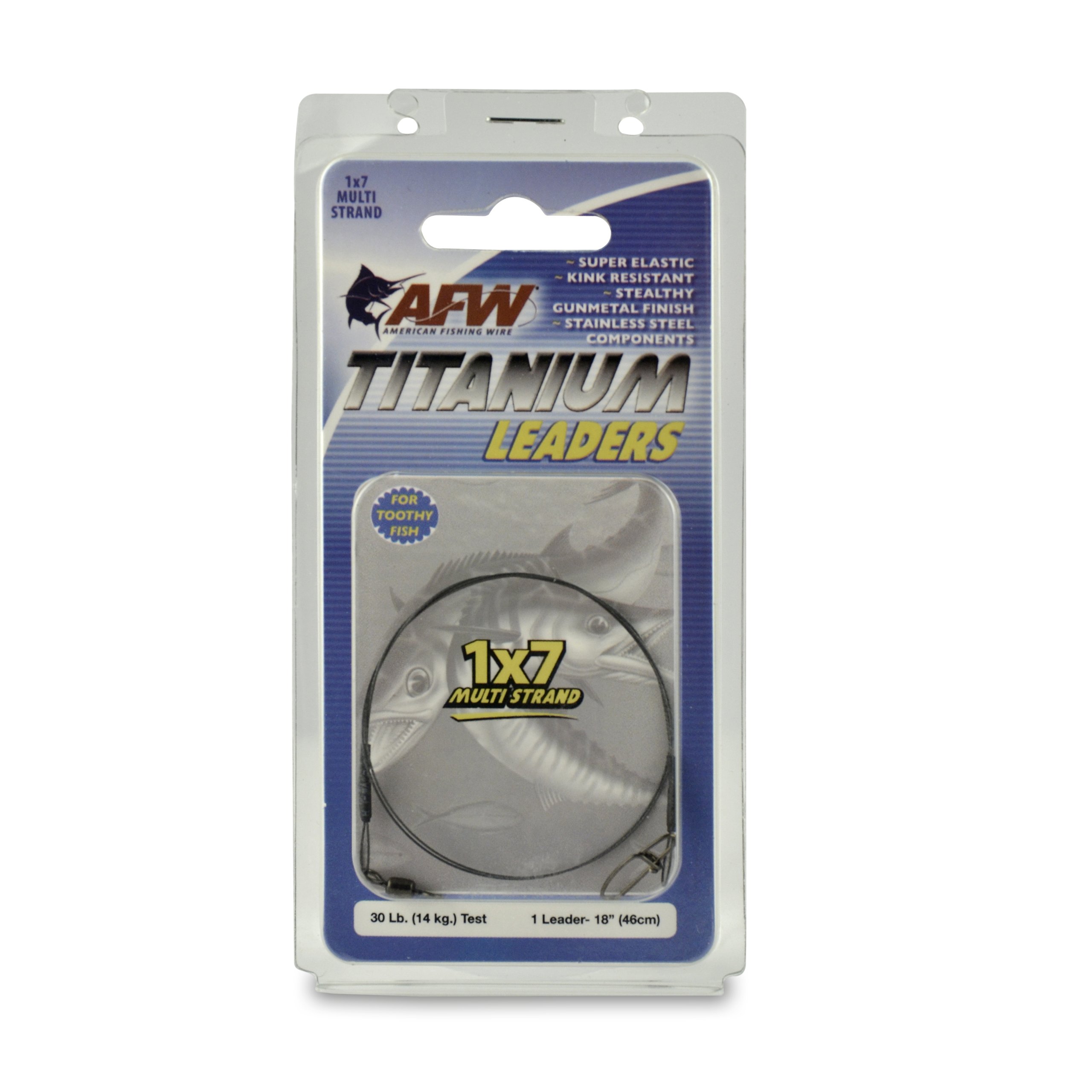 American Fishing Wire Titanium Multi Strand Leader, Black, 30 Pound Test, 18-Inch
