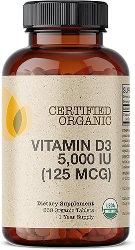 Miniatura 3 de Futurebiotics Vitamina D3 5,000 UI (125 MCG), Suplemento orgánico de vitamina D certificado por USDA, 360 tabletas