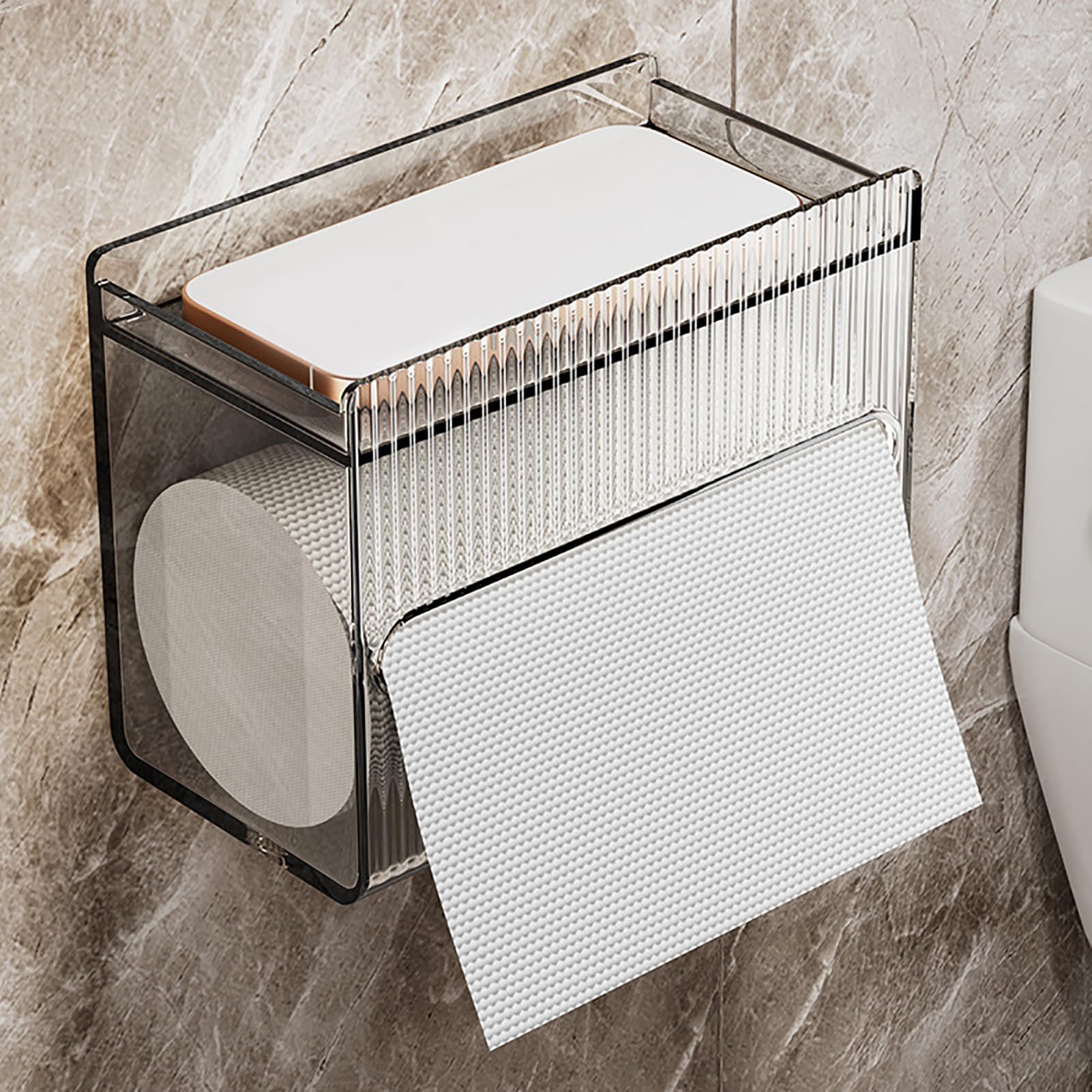 Taschentuchbox-Abdeckung, Multifunktionaler Papierspender aus Acryl für Toilette und Badezimmer, Wandmontage