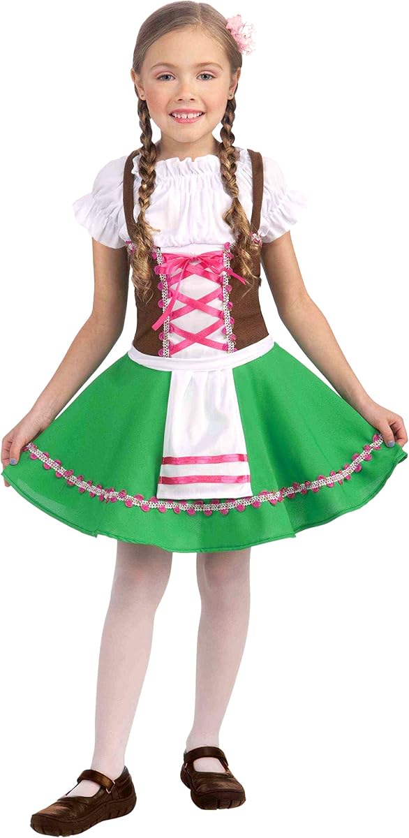 Vestido de disfraz alemán de Gretel para niña, talla grande