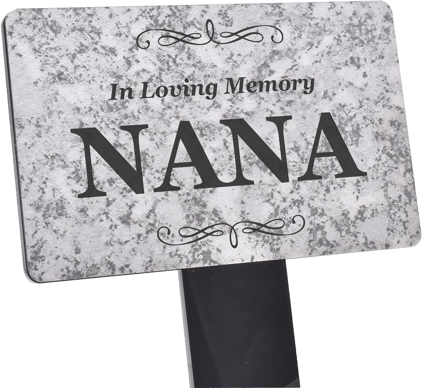 In Loving Memory Nana Memorial - Granite Stone Effect Plaque On Stake, Grey and Black, 150 mm w x 250 mm h (plaque 150 mm x 95 mm)