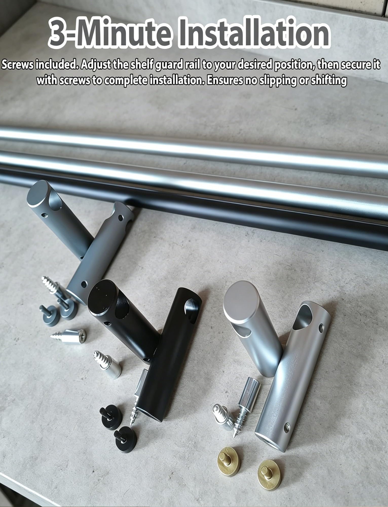 Ringhiera di protezione for ripiani in alluminio for armadietti in legno, asta for recinzione anticaduta for scarpiera for scaffali for armadi, barriera espositiva in metallo(Silver,70cm/27.6in)