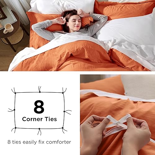 Miniatura 5 de Bedsure - Juego de ropa de cama de 3 piezas, prelavado, extrasuave, con 1 funda de edredón de 90 x 90 pulgadas con cremallera y 2 fundas de