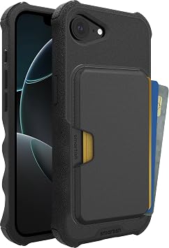 Smartish iPhone 17e/16e Magnetic Case with MagSafe Wallet - Gripzilla - Magsafe Compatible Armor Grip Cover + Detachable Magnetic Credit Card Holder - Black Tie Affair