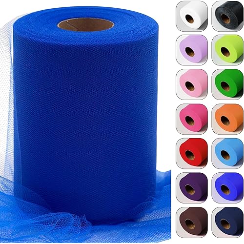 Royal Blue Tulle Fabric Roll 6 Inch by 100 Yards (300 feet) Sheer Netting Spool for Tutu Skirt Gift Wrapping Wedding Baby Shower Party Decorations DIY Crafts