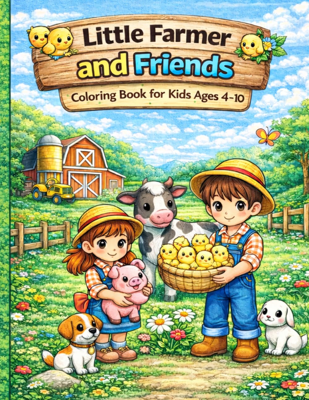 Little Farmer and Friends: A Fun and Relaxing Farm Animal Coloring Book for Kids Ages 4–10 with Cute Animals and Simple Pages