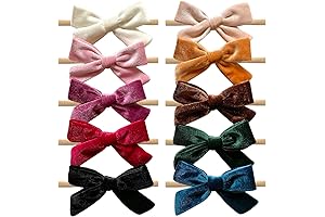 Cherssy Baby Girl Christmas Headbands: Velvet Bows & Nylon Wraps