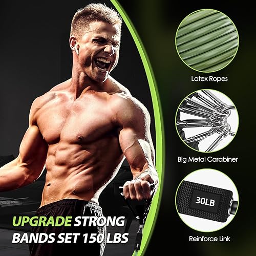 Miniatura 3 de WHATAFIT Bandas de resistencia, bandas de ejercicio, bandas de resistencia para entrenamiento, bandas de entrenamiento con asas para hombres y