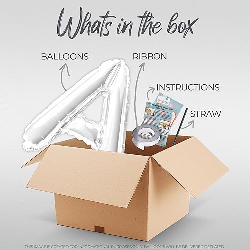 Miniatura 5 de PISCES BABY - Globos de letras del alfabeto de 16 pulgadas, globos de aluminio de Mylar para fiesta de cumpleaños de febrero o marzo (blanco)