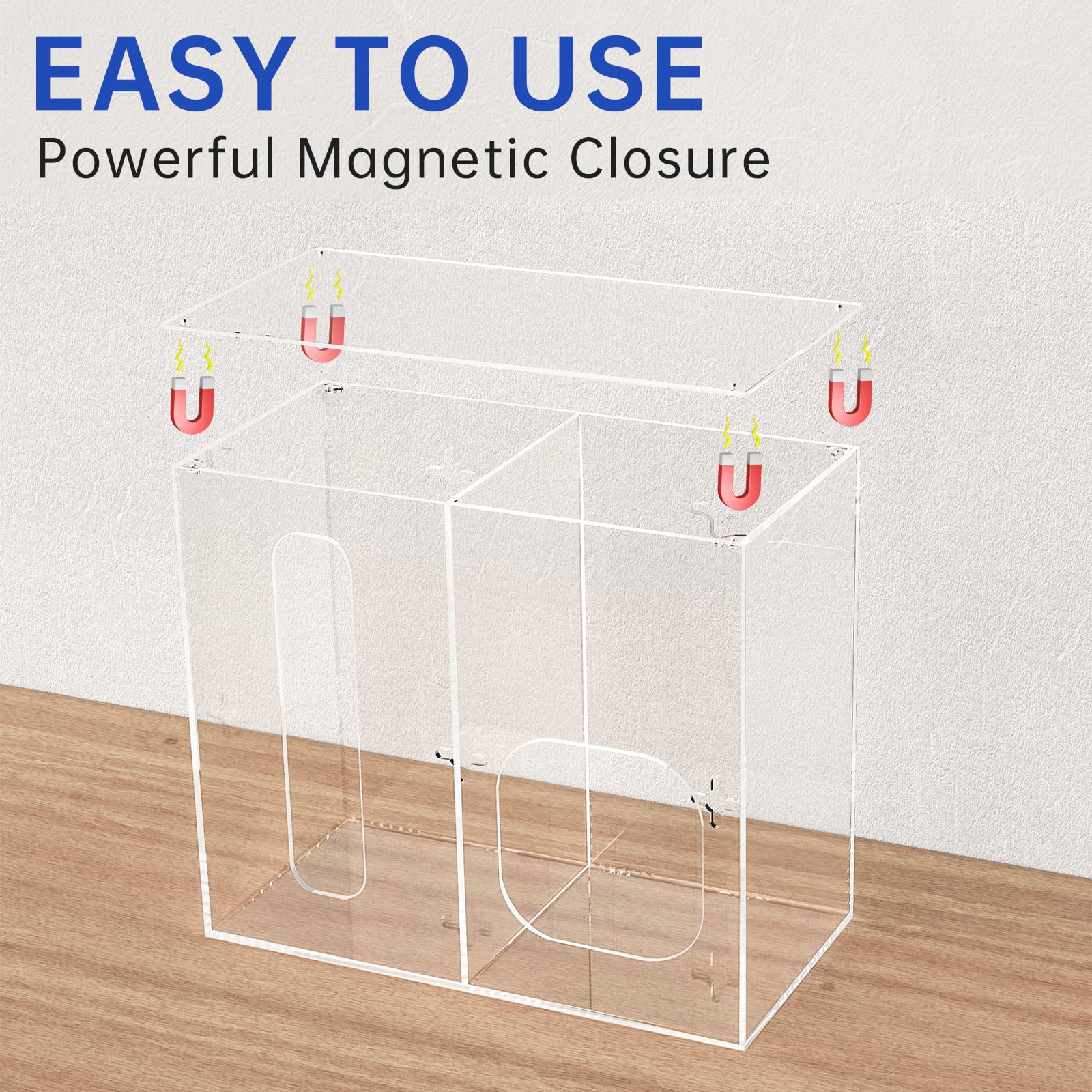 NiHome Soporte para bolsas de comestibles y dispensador de bolsas de basura de acrílico transparente 2 en 1 con tapa magnética, ahorro de espacio con opciones de montaje flexibles para el hogar y la