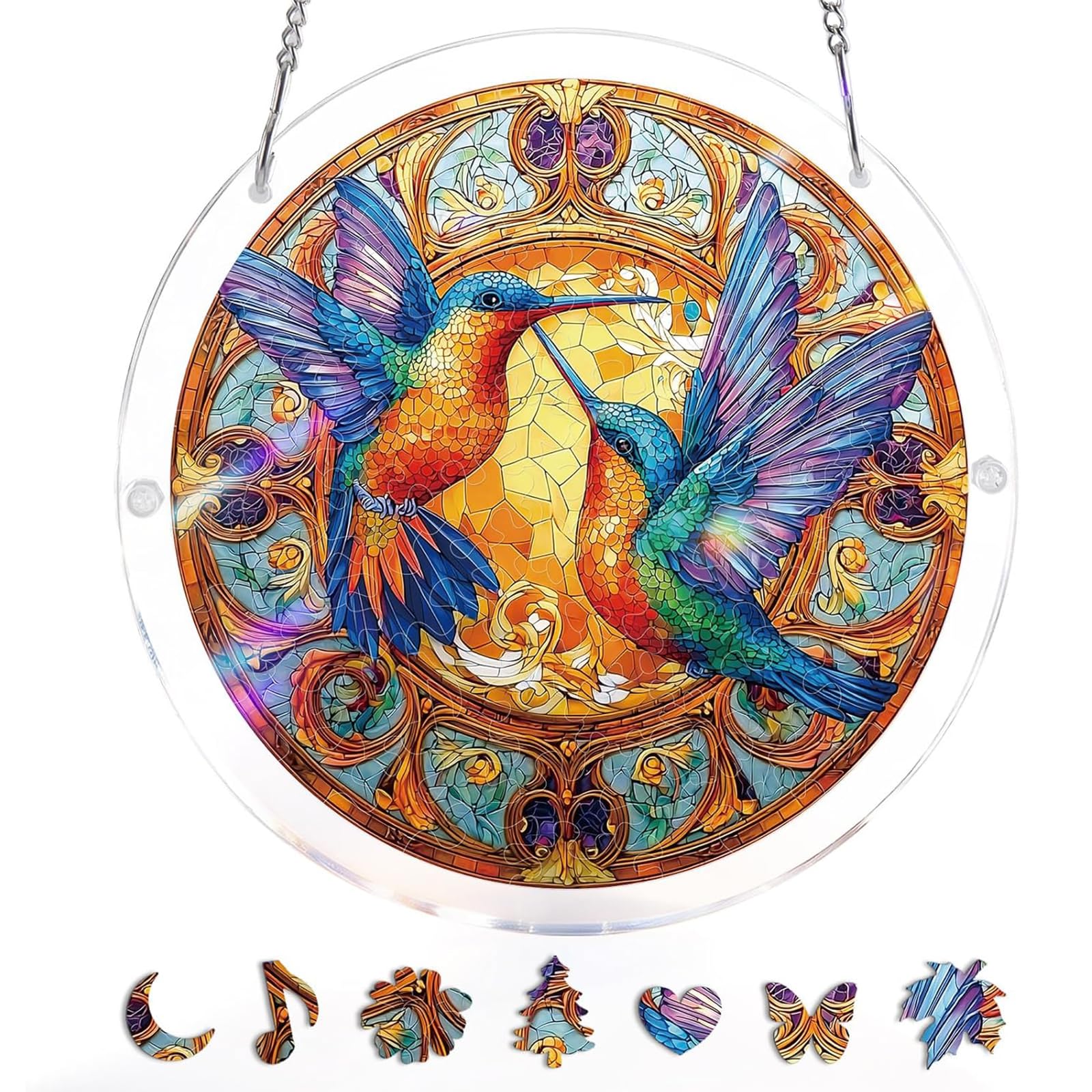 Acrylic Jigsaw Puzzle Suncatcher | 22cm Large Acrylic Puzzles Suncatchers For Windows Hanging | 83 Pieces Stained Glass Window Puzzle Sun Catcher For Adult | Aesthetic Diy Arts & Crafts For Home Decor — image 1