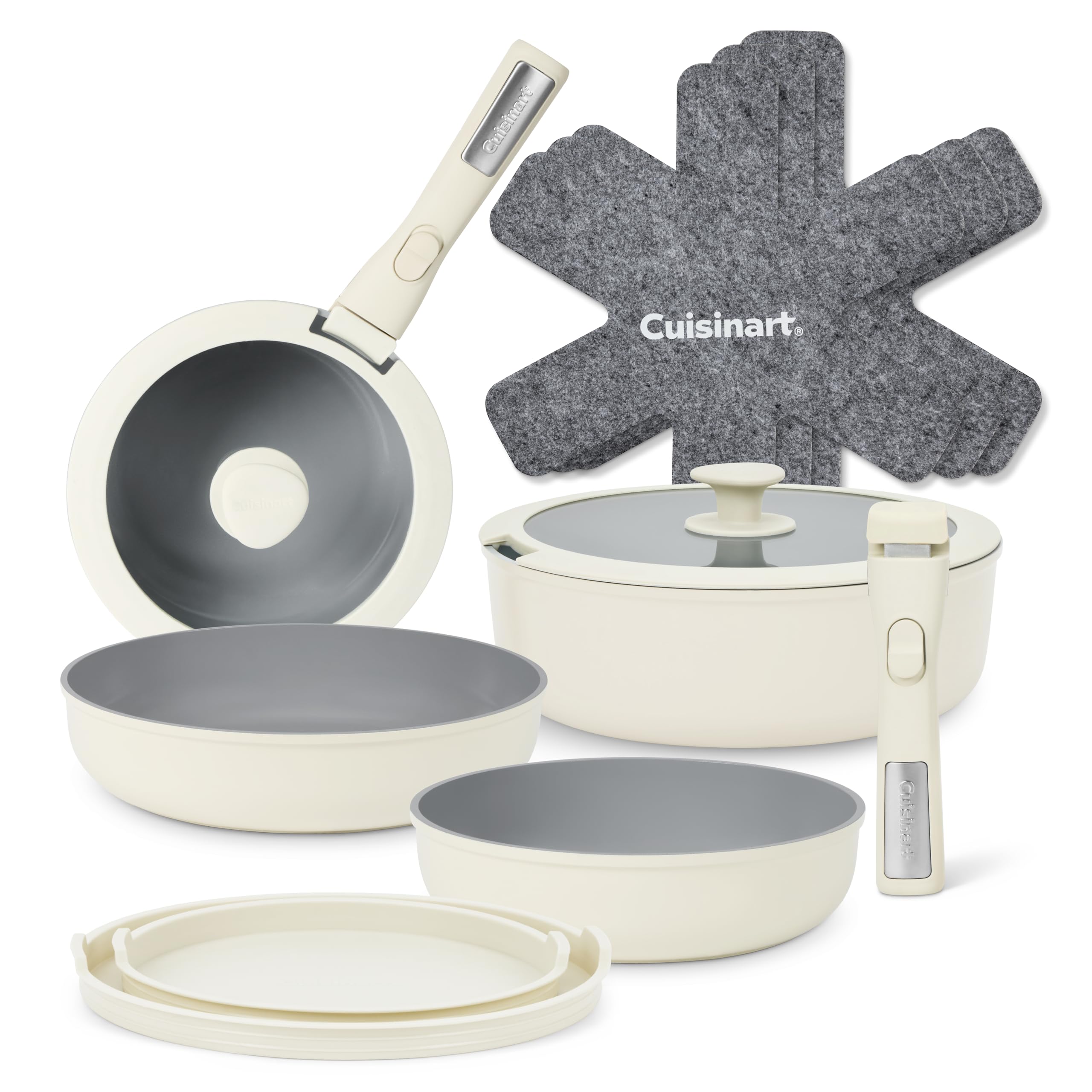 Cuisinart ClickSmart™ Nonstick Detachable Handle Cookware|13pc pots and Pans|PFAS-Free|Non-Stick Ceramic Coating|Stackable cookware Set|Space-Saving Design|Removable Handles|All hobs Compatible — image 1