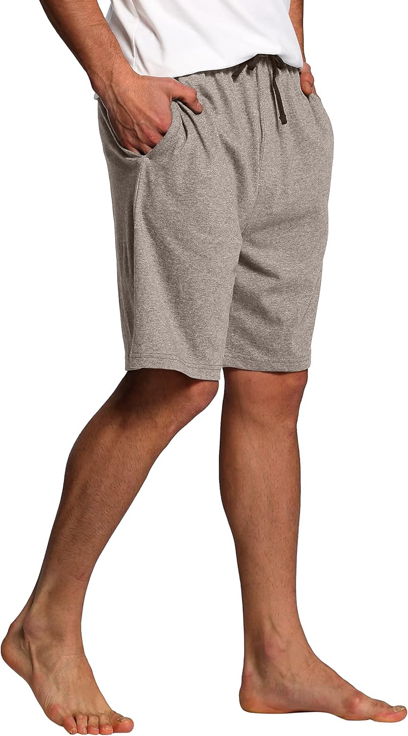 CYZ Men's Sleep Shorts - 100% Cotton Knit Sleep Pajama & Lounge Wear Medium Black Grey Melange 2pk image 8 of 9 B0798GDXND