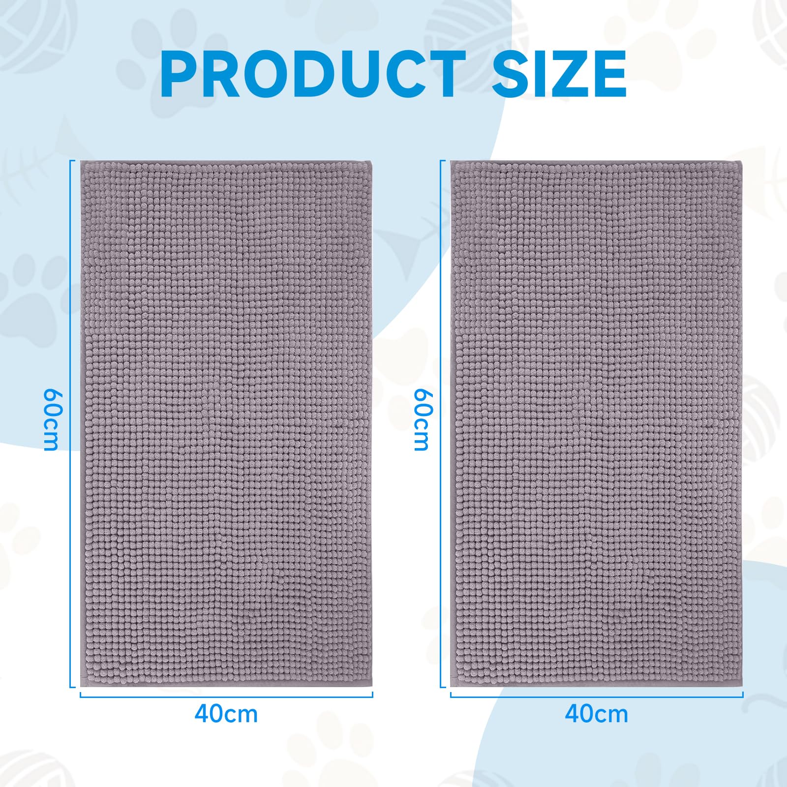 2 Pezzi Tappetini Cavie 60×40 cm, Accessori Cobi Lavabili, Accessori Conigli, Tappetino Recinto Coniglio, Cuscino Animali Riutilizzabile per Hamster/Conigli/Gatti (Grigio)