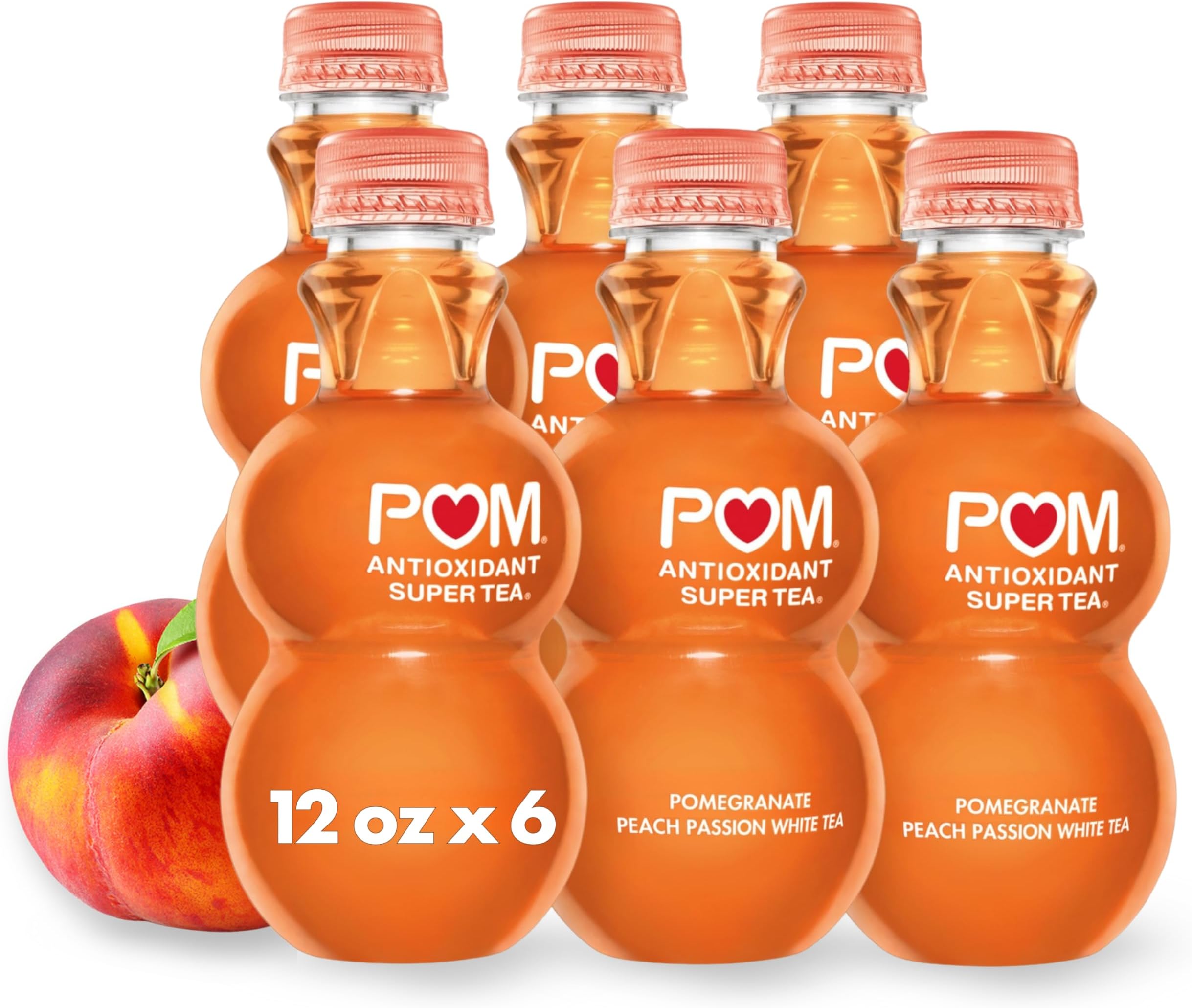 Antioxidant Super Tea, Pomegranate Peach Passion White Tea, 12 fl oz (Pack of 6)