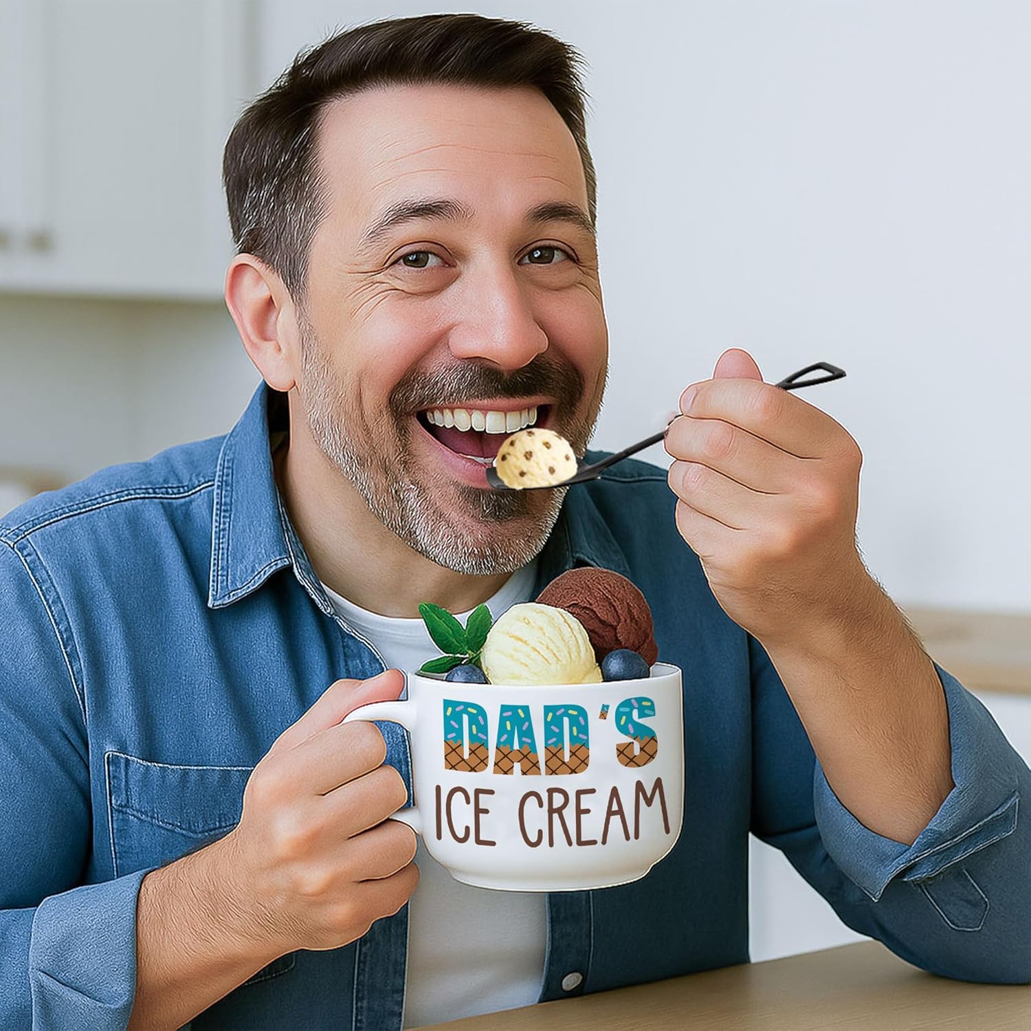Funny Fathers Day Dad Gifts from Daughter Son, Novelty Birthday Dads Gift for Daddy Dada Father StepDads, Cool First Time New Dad gifts from Wife, Dad's Ice Cream Bowl Presents Set - Image 8