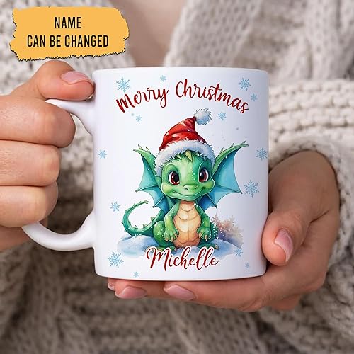 Vista 88 de Hyturtle Regalos personalizados para amantes de las ardillas, con sombrero de Papá Noel, taza de café de cerámica con nombre personalizado, taza